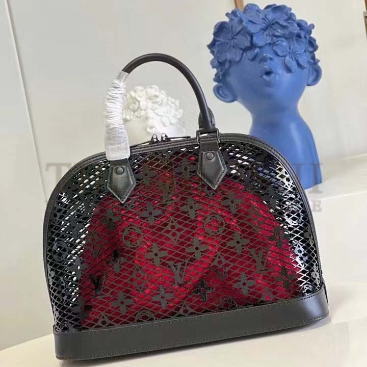 L0vis Vvtt0n LV Women Alma PM Handbag Black Patent Calfskin Cowhide Leather Master Quality