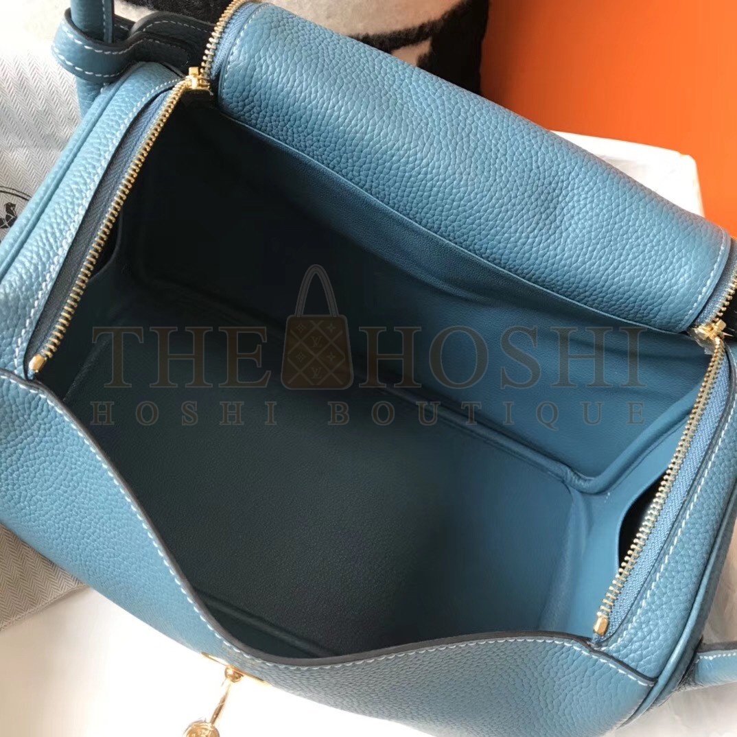 H**me5 Lindy 30cm Bag In Blue Jean Clemence Leather Master Quality
