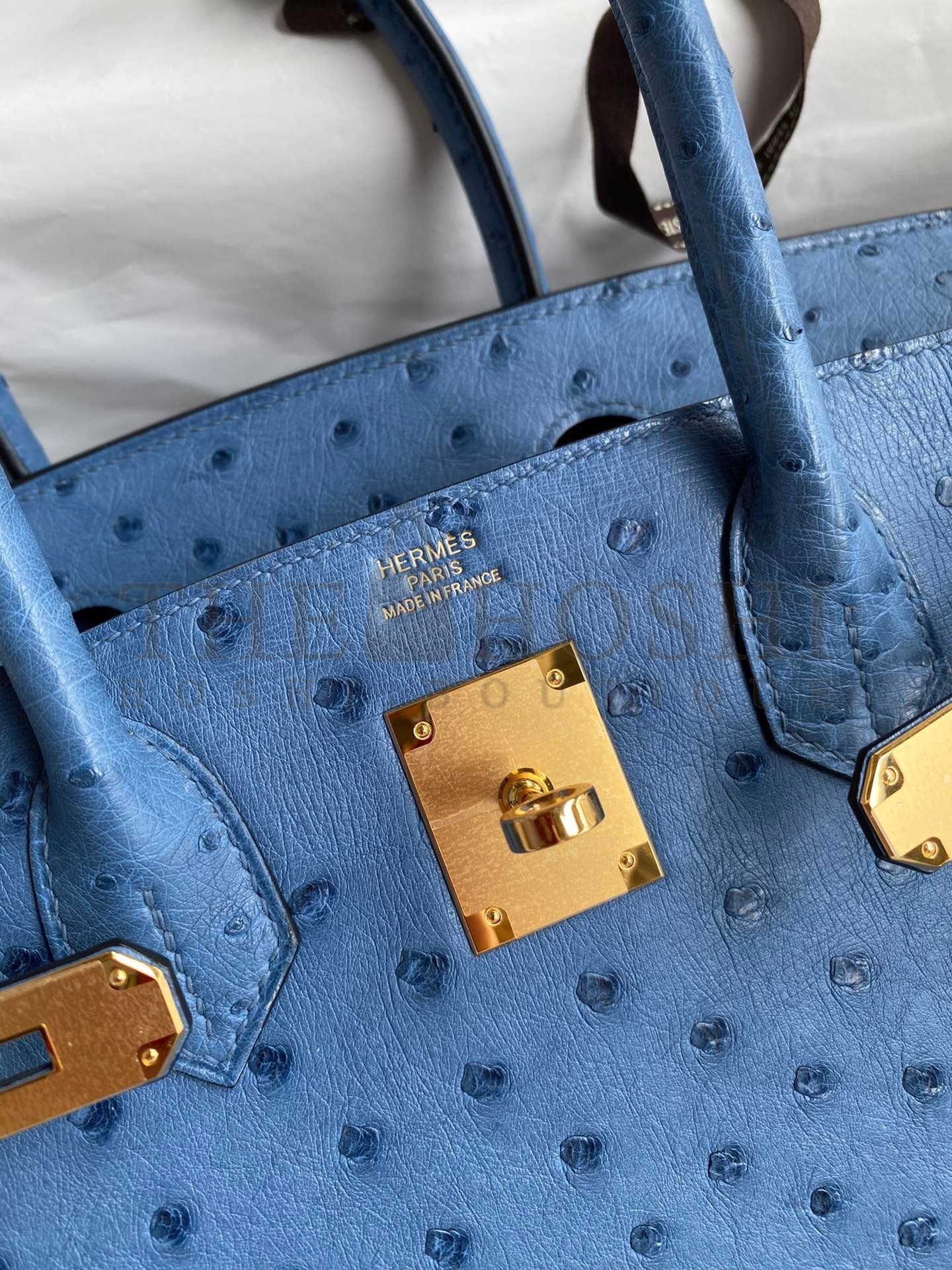 H**me5 Birkin 30 Retourne Handmade Bag In Mykonos Ostrich Leather Master Quality