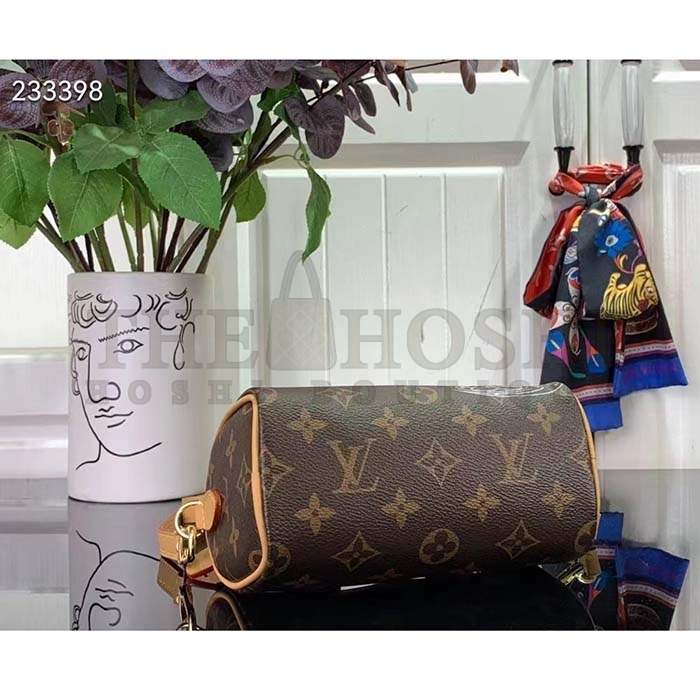 L0vis Vvtt0n LV Women Nano Speedy Bag Pink Monogram Coated Canvas Cowhide Leather Master Quality