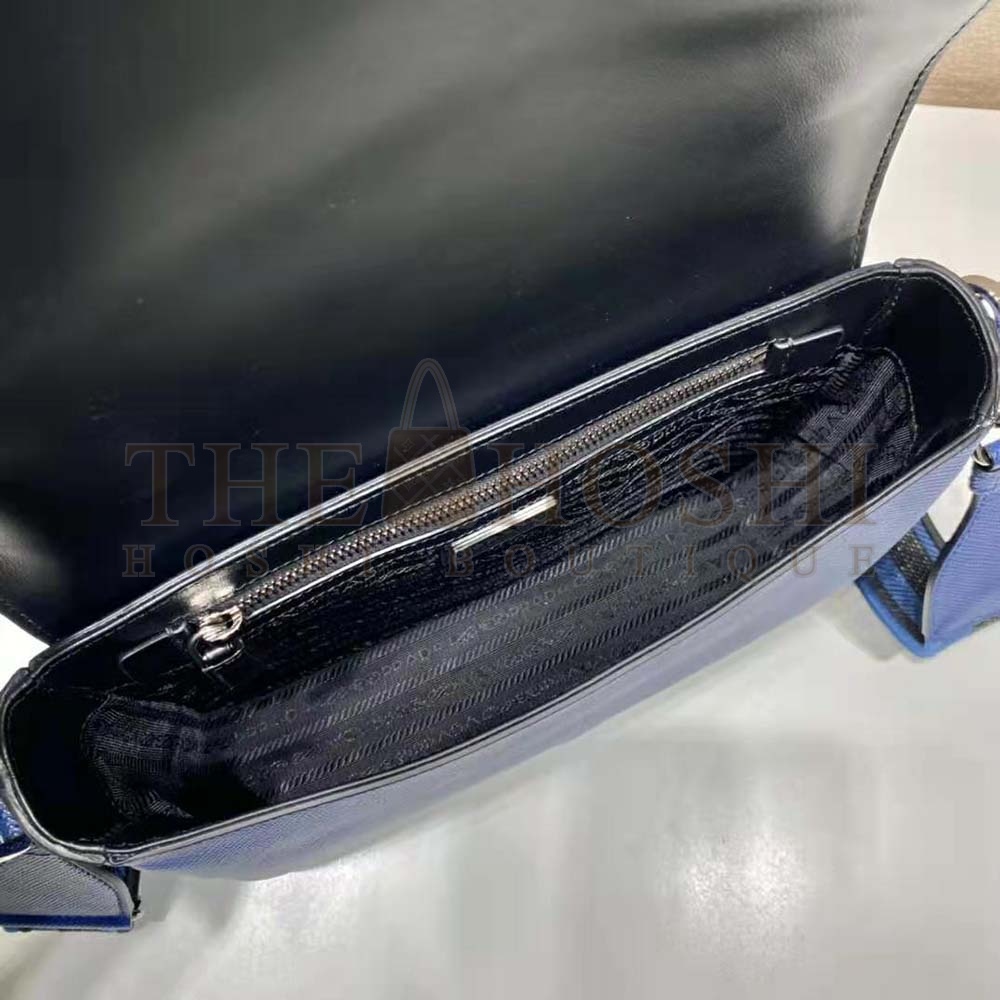Pra*a Women Saffiano Leather Shoulder Bag with Sleek-Navy Master Quality