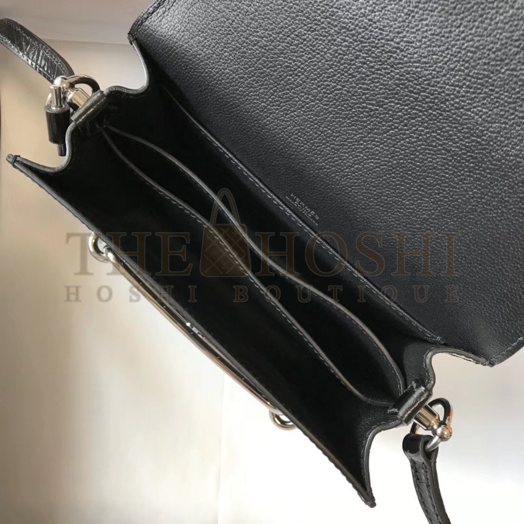 H**me5 Roulis Mini Bag In Black Crocodile With Natural Lizard Master Quality