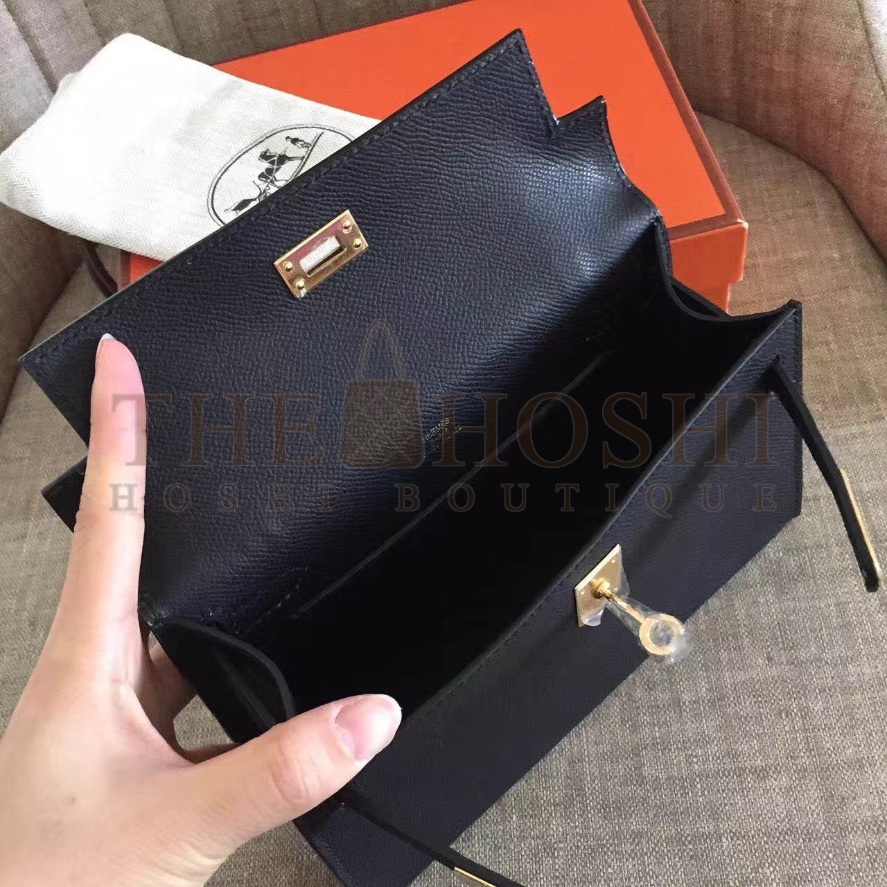 H**me5 Black Kelly Pochette Epsom Handmade Bag Master Quality