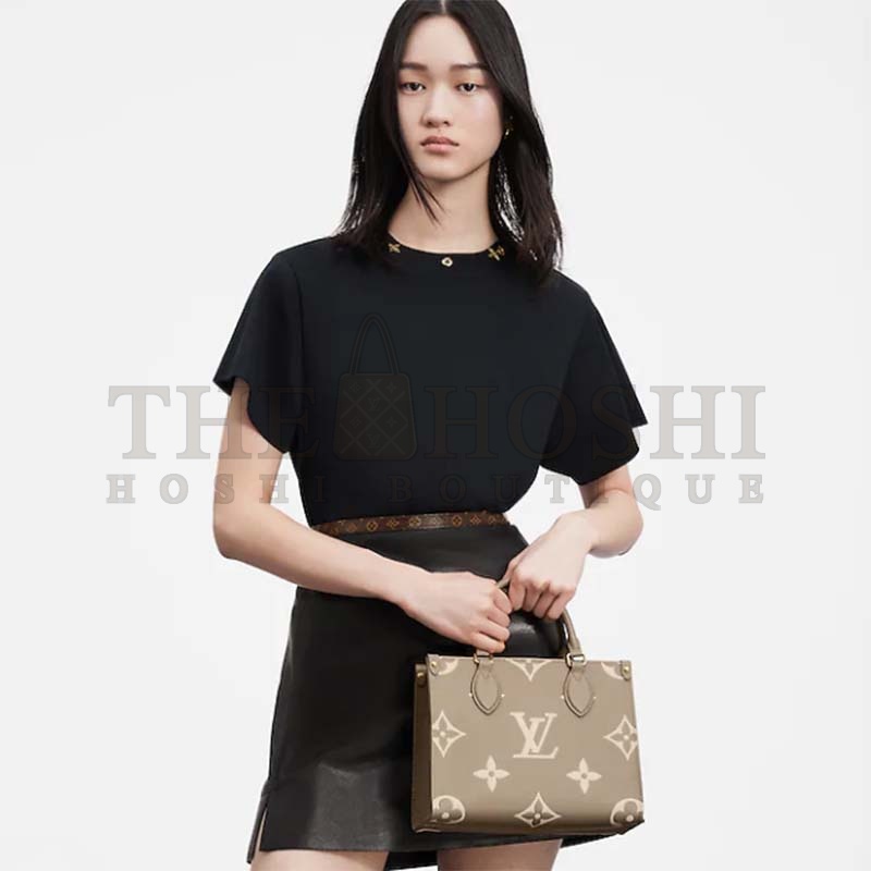 L0vis Vvtt0n LV Women Onthego Tote Beige Embossed Grained Cowhide Leather MM M45494 (35 x 27 x 14 cm)BB M47054 (18 x 15 x 8.5 cm) Master Quality