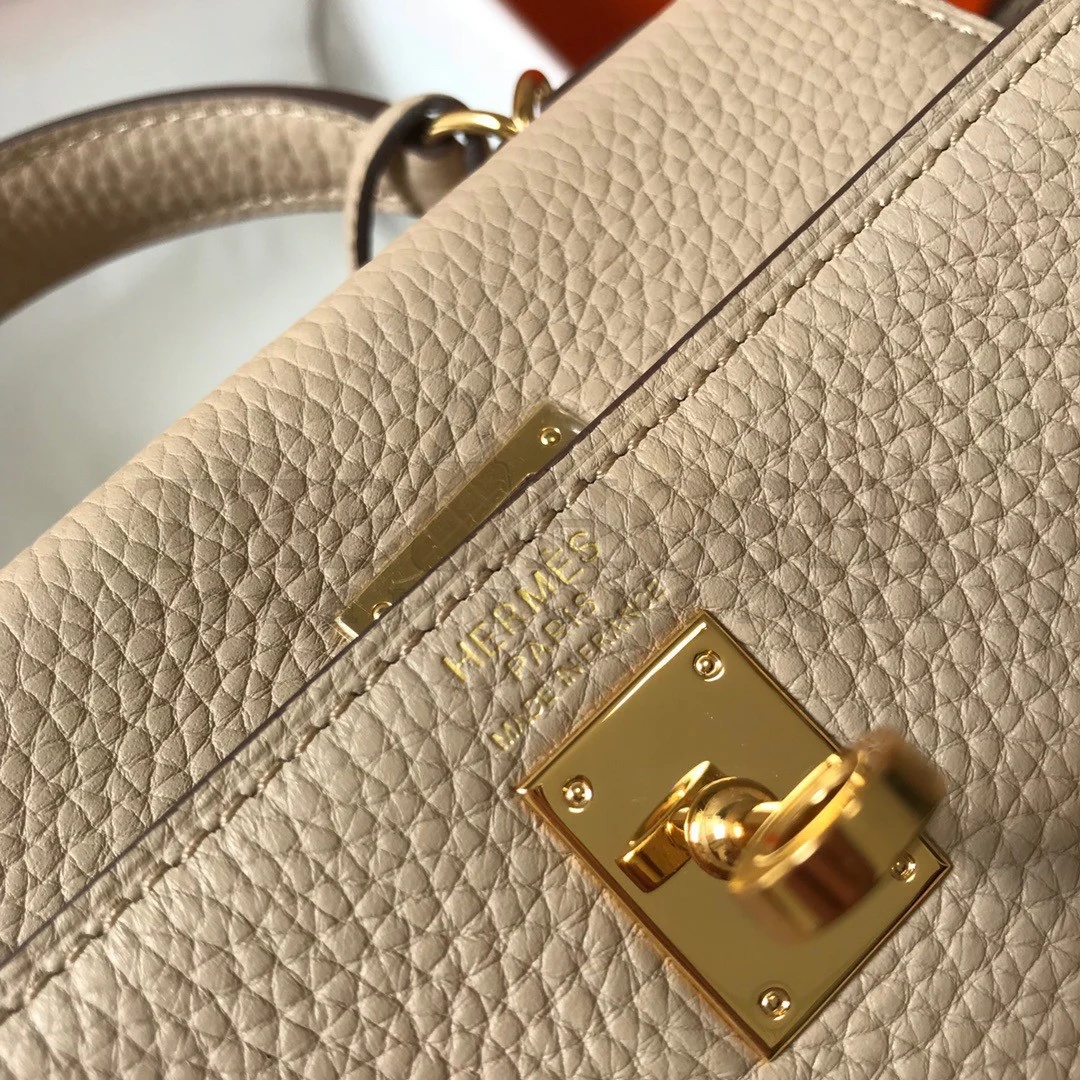 H**me5 Kelly 20cm Bag In Trench Clemence Leather GHW Master Quality