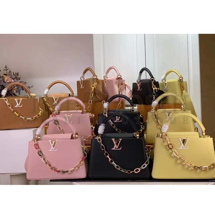 L0vis Vvtt0n LV Women Capucines BB Handbag Black Taurillon Cowhide Leather Master Quality