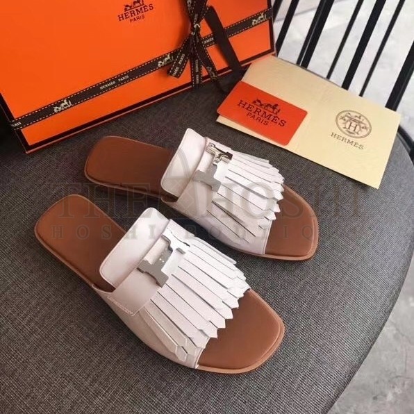 H**me5 Auteuil Sandals In White Calfskin Master Quality