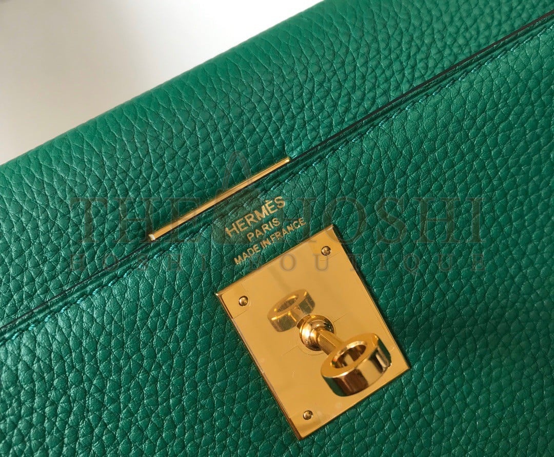 H**me5 Kelly 25cm Retourne Bag in Malachite Clemence Leather GHW Master Quality