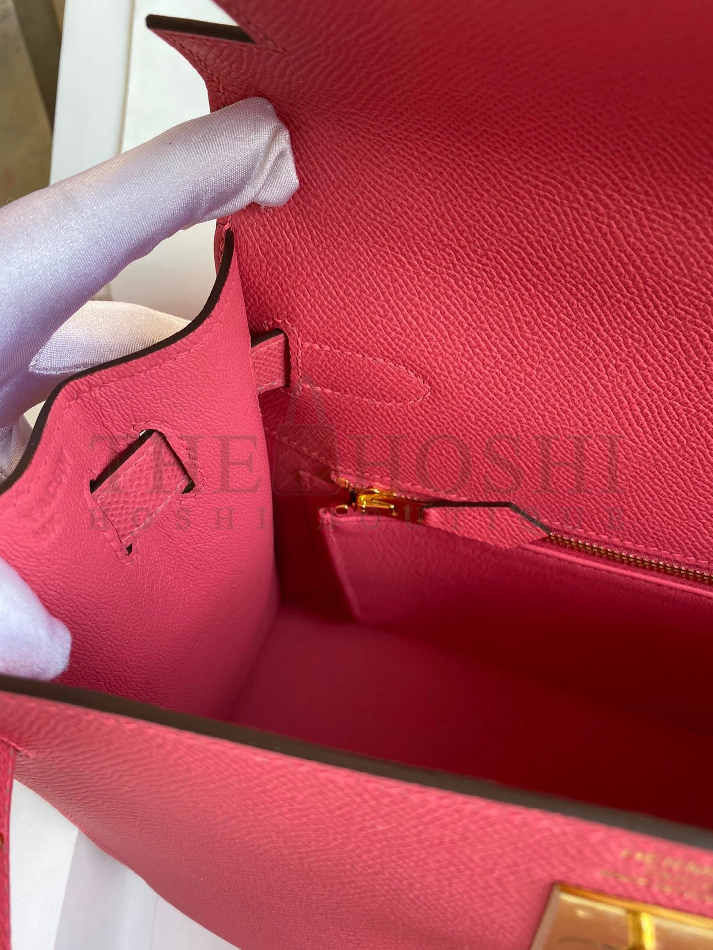 H**me5 Kelly Sellier 28 Handmade Bag In Rose Lipstick Epsom Calfskin Master Quality