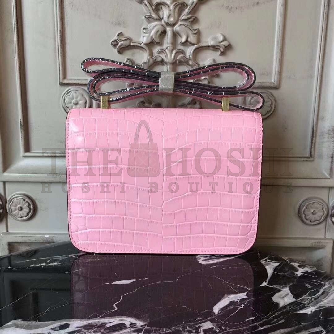 H**me5 Pink Constance MM 24cm Crocodile Bag Master Quality
