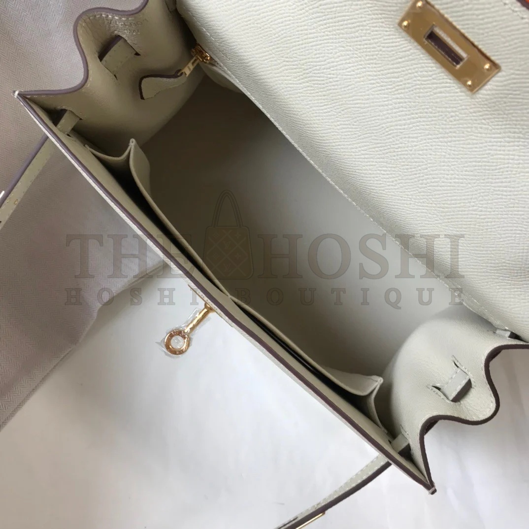 H**me5 Kelly 25cm Sellier Bag in Craie Epsom Calfskin GHW Master Quality
