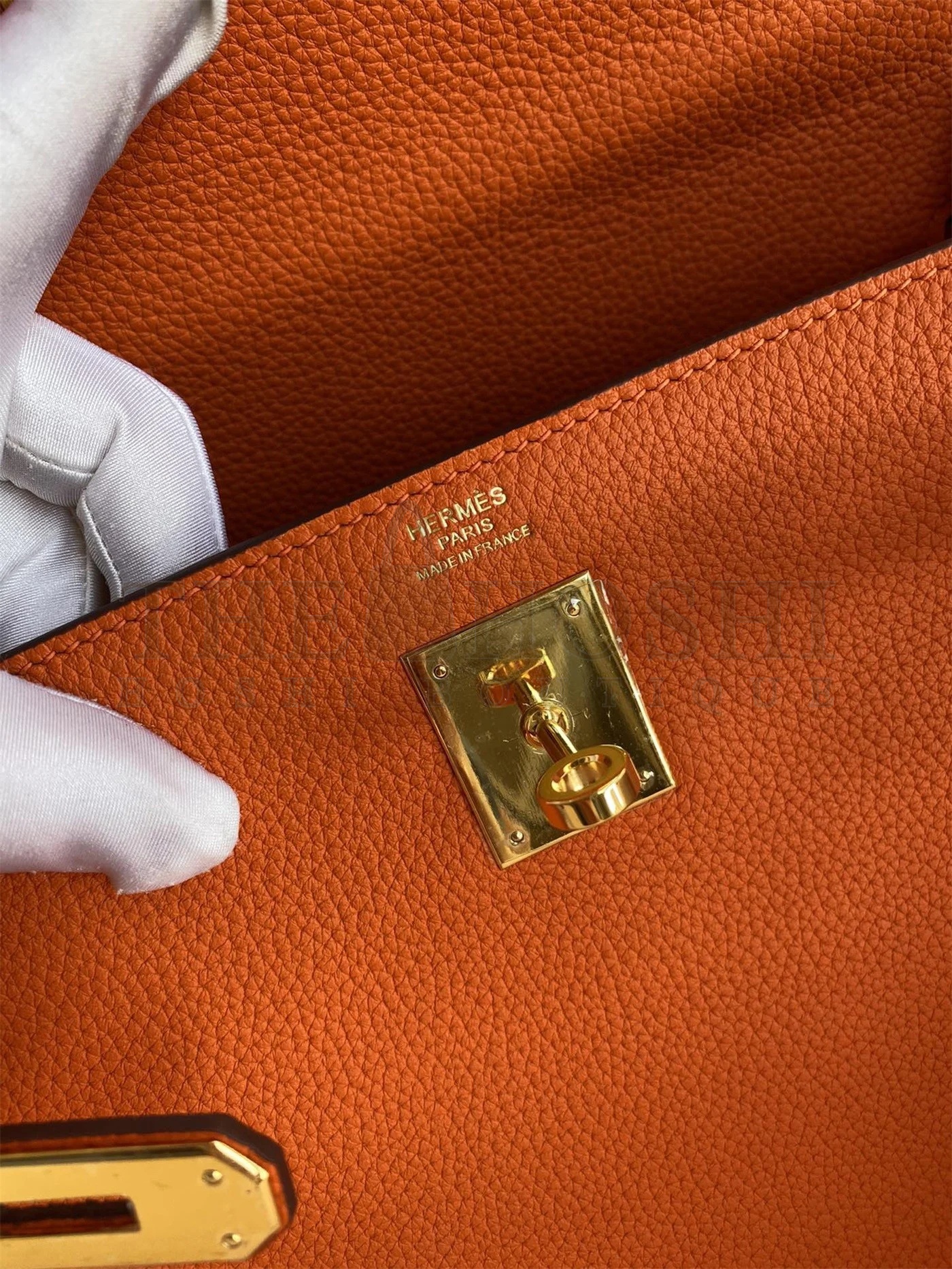 H**me5 Kelly Retourne 32 Handmade Bag In Orange Clemence Leather Master Quality