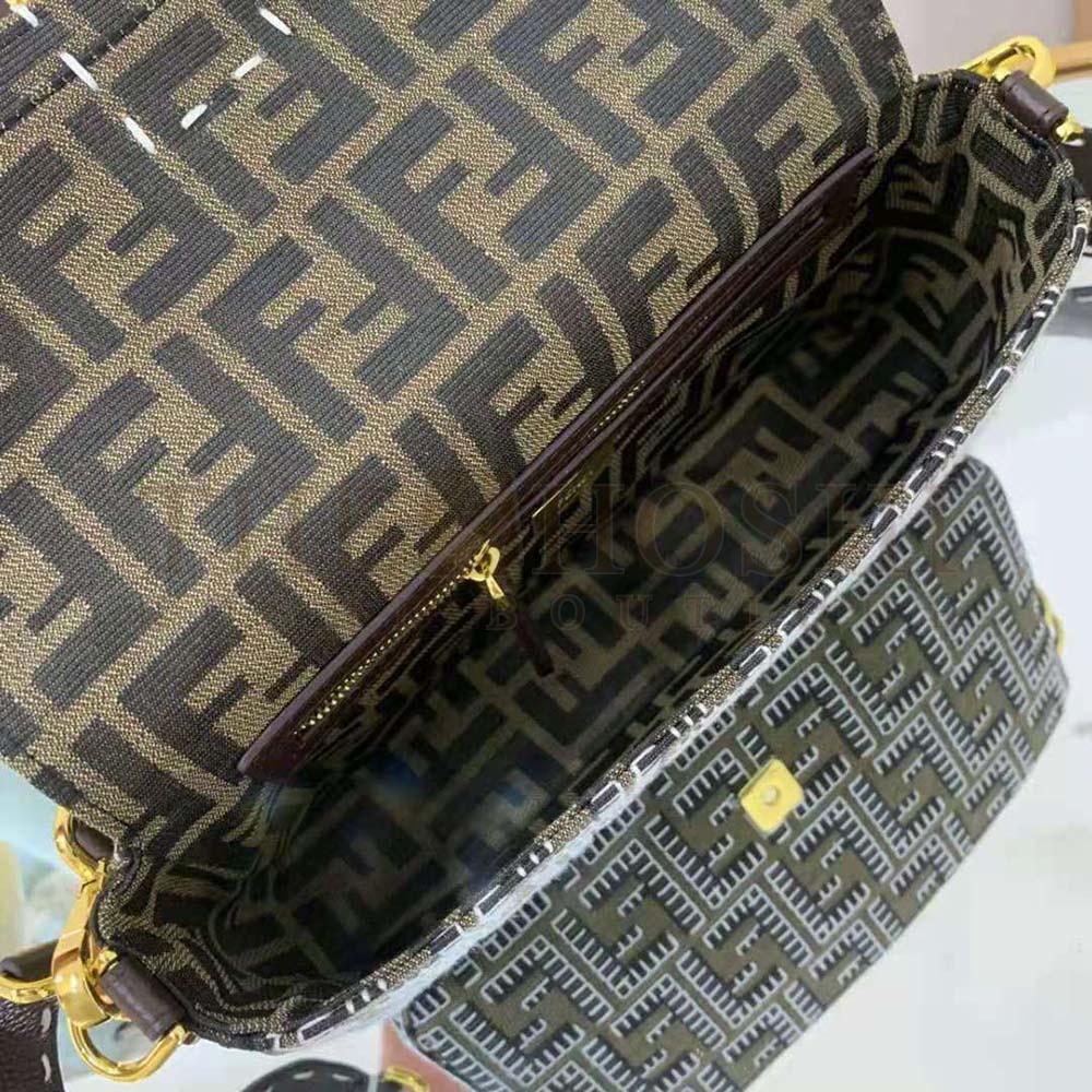 F**di Women Baguette Embroidered FF Fabric Bag Master Quality