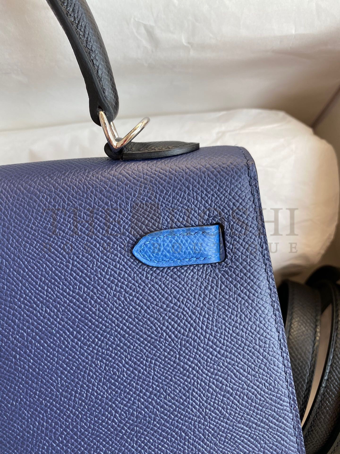 H**me5 Kelly Sellier 25 Bicolor Bag in Blue Saphir and Blue France Epsom Calfskin Master Quality