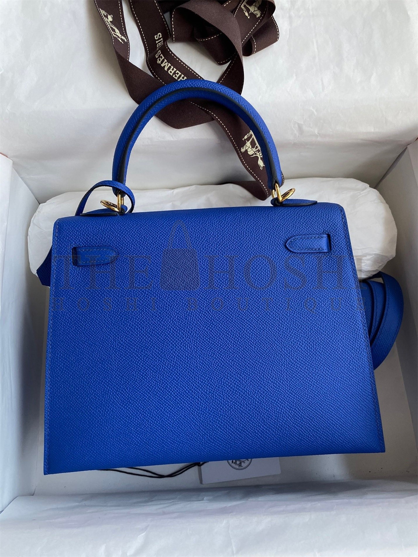 H**me5 Epsom Kelly 25cm Sellier Handmade Blue France Bag Master Quality