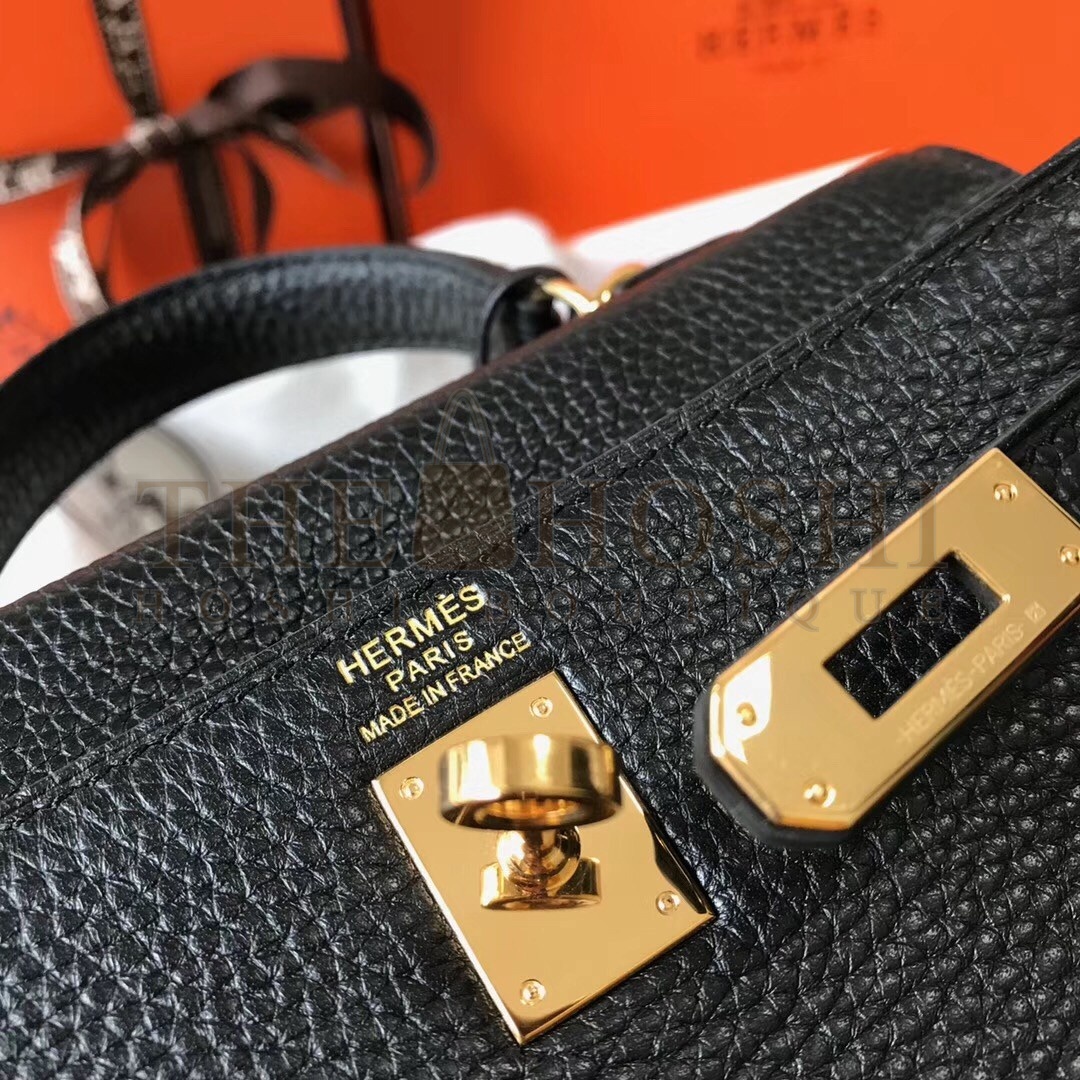 H**me5 Mini Kelly 20cm Bag In Black Clemence Leather Master Quality