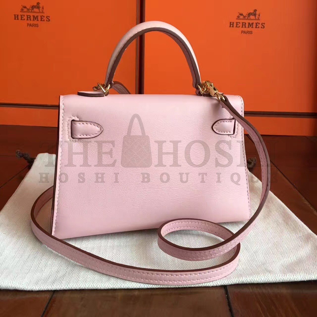 H**me5 Rose Dragee Swift Kelly Mini II Handmade Bag Master Quality