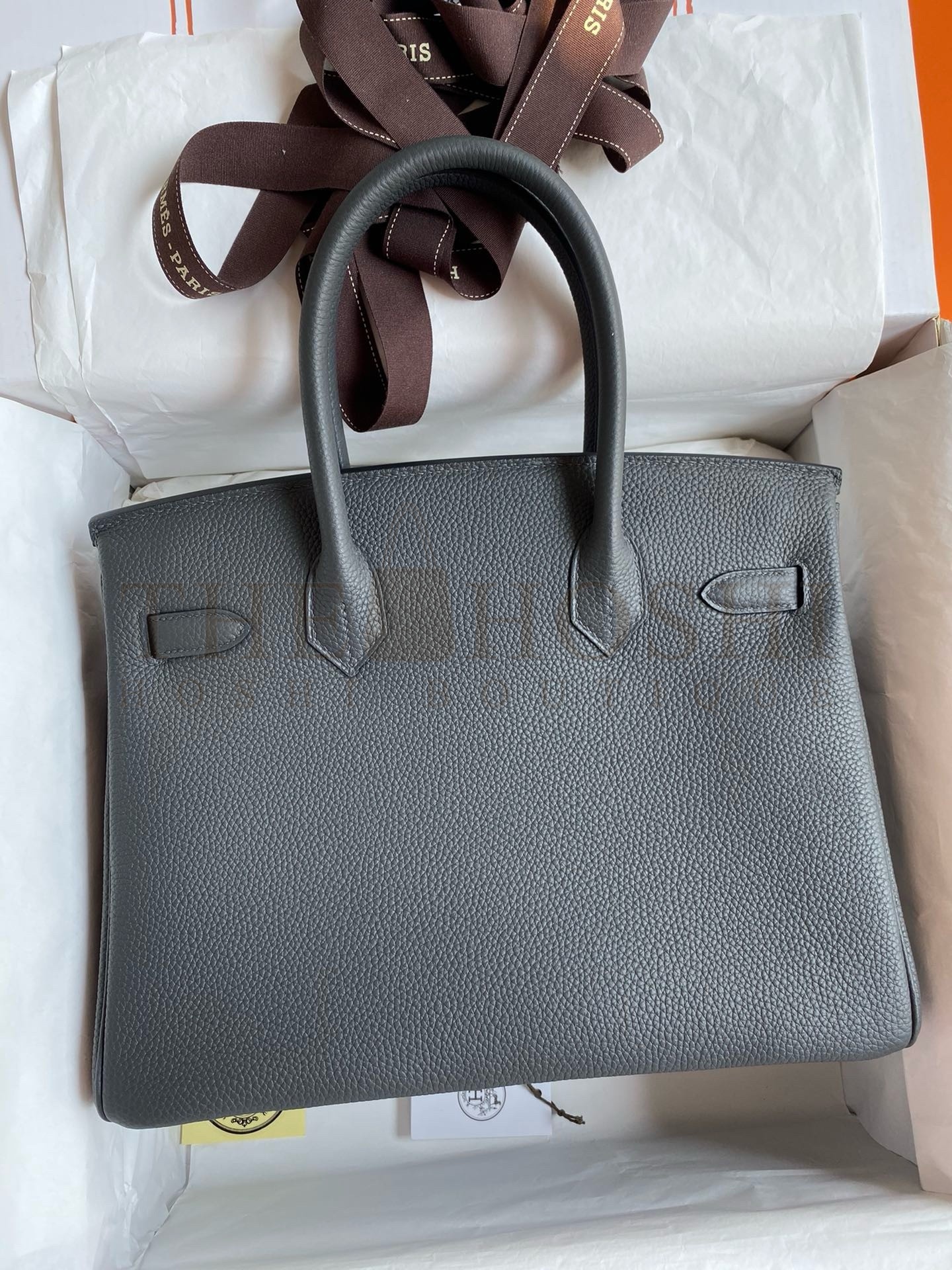 H**me5 Birkin 30 Retourne Handmade Bag In Ardoise Clemence Leather Master Quality