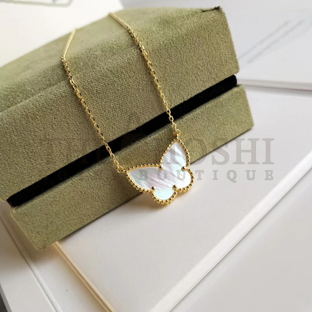 V*n Cl**f & Arpels butterfly necklace in white mother-of-pearl Master Quality