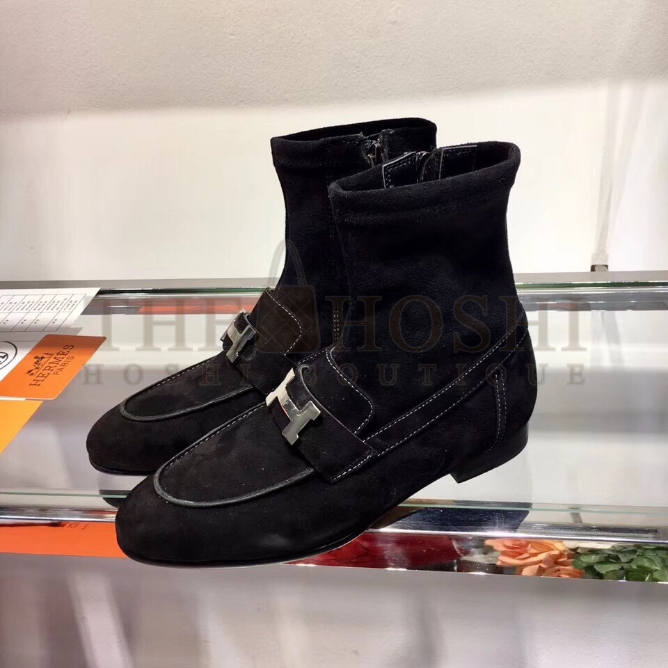 H**me5 Black Suede Saint Honore Ankle Boots Master Quality