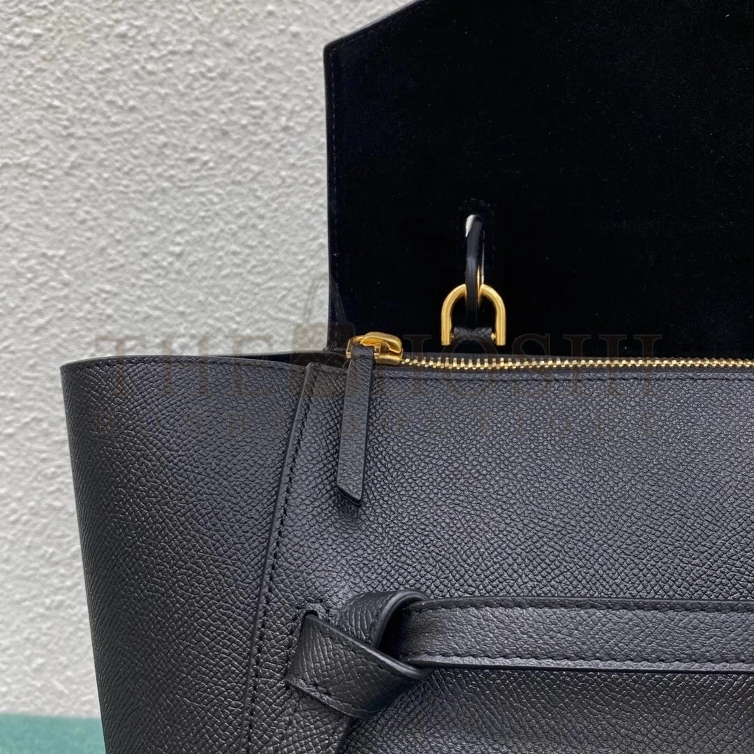 Ce1i*e Belt Mini Bag In Black Grained Calfskin Master Quality