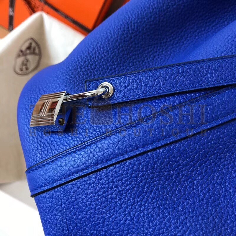 H**me5 Blue Electric Picotin Lock PM 18cm Handmade Bag Master Quality