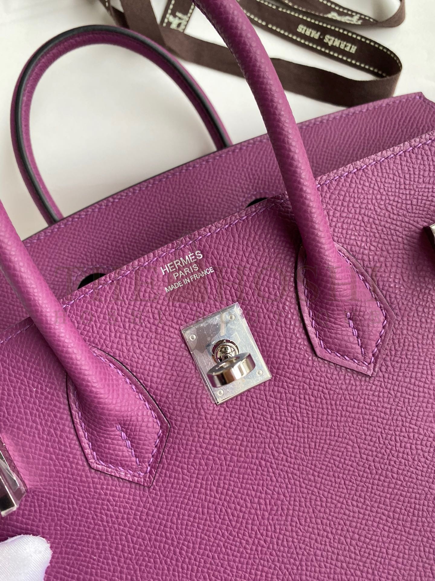 H**me5 Birkin 25 Retourne Handmade Bag In Anemone Epsom Calfskin Master Quality