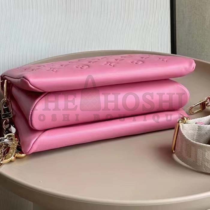 L0vis Vvtt0n LV Women Coussin PM Handbag Rose Bonbon Pink Lambskin Cowhide Leather Master Quality