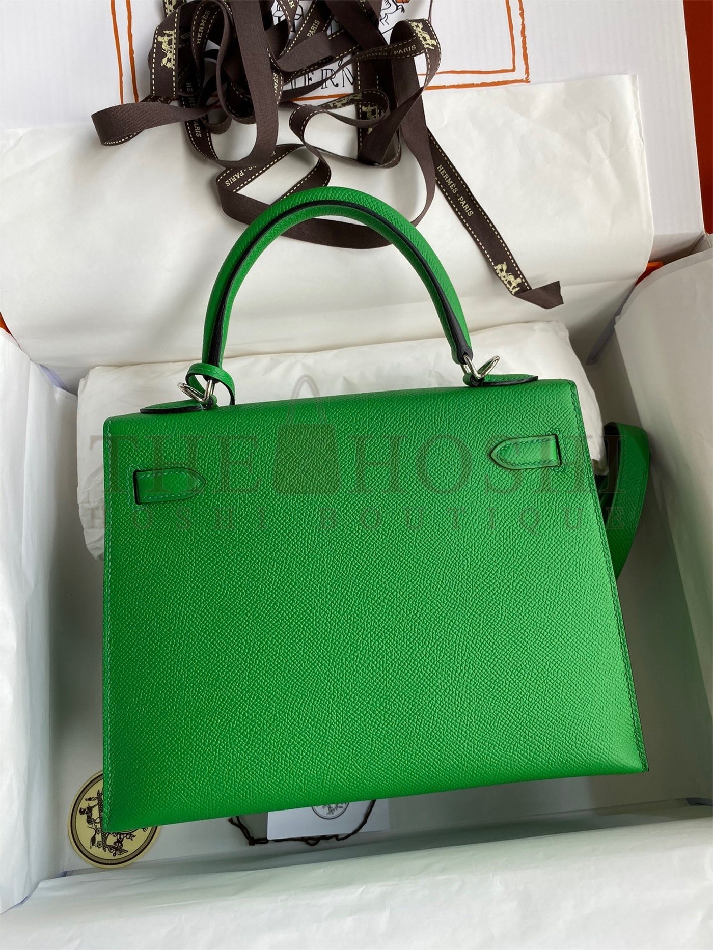 H**me5 Epsom Kelly 25cm Sellier Handmade Bambou Bag Master Quality