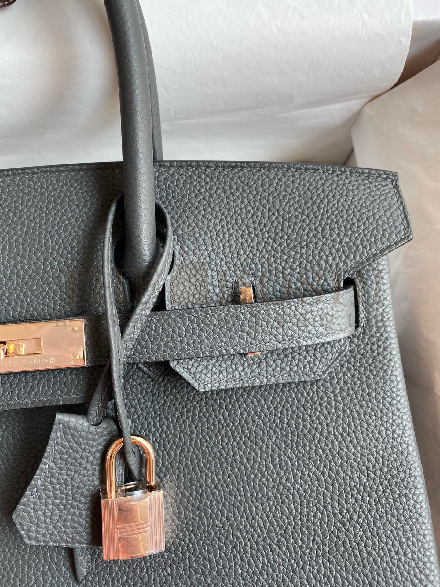 H**me5 Birkin 30 Retourne Handmade Bag In Ardoise Clemence Leather Master Quality