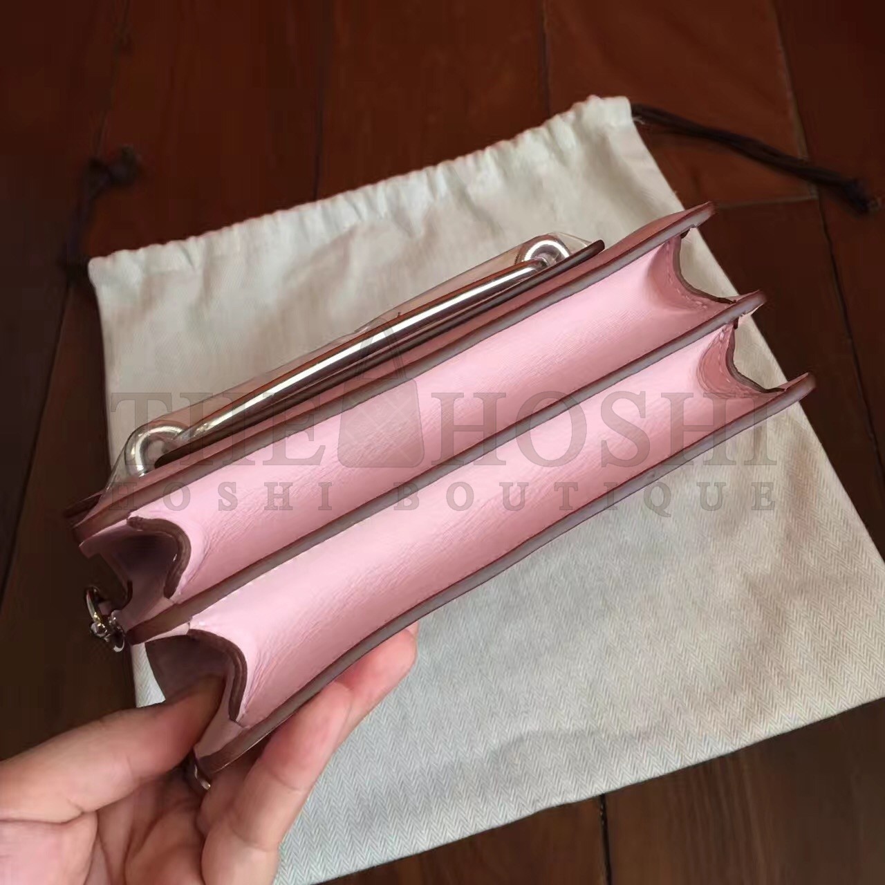 H**me5 Mini Sac Roulis Bag In Rose Dragee Swift Leather Master Quality