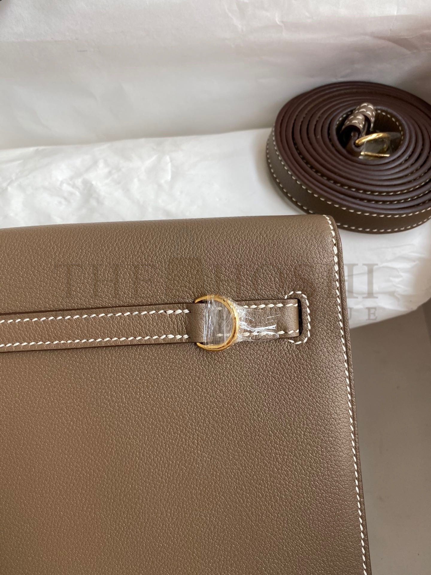 H**me5 Kelly Danse II Handmade Bag In Taupe Evercolor Calfskin Master Quality