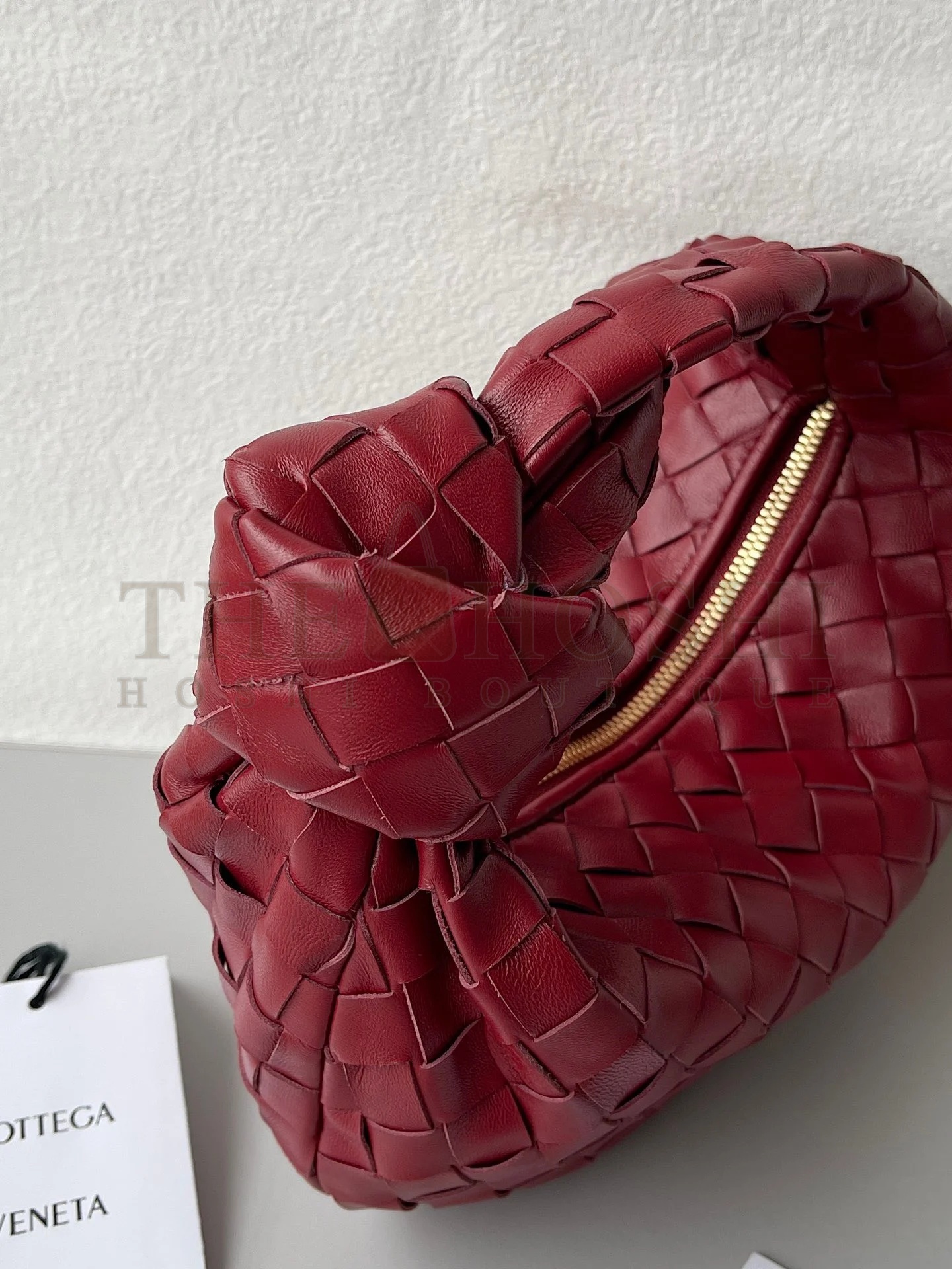 B0tt*ga Ven*ta BV Jodie Mini Bag In Dark Red Intrecciato Lambskin Master Quality