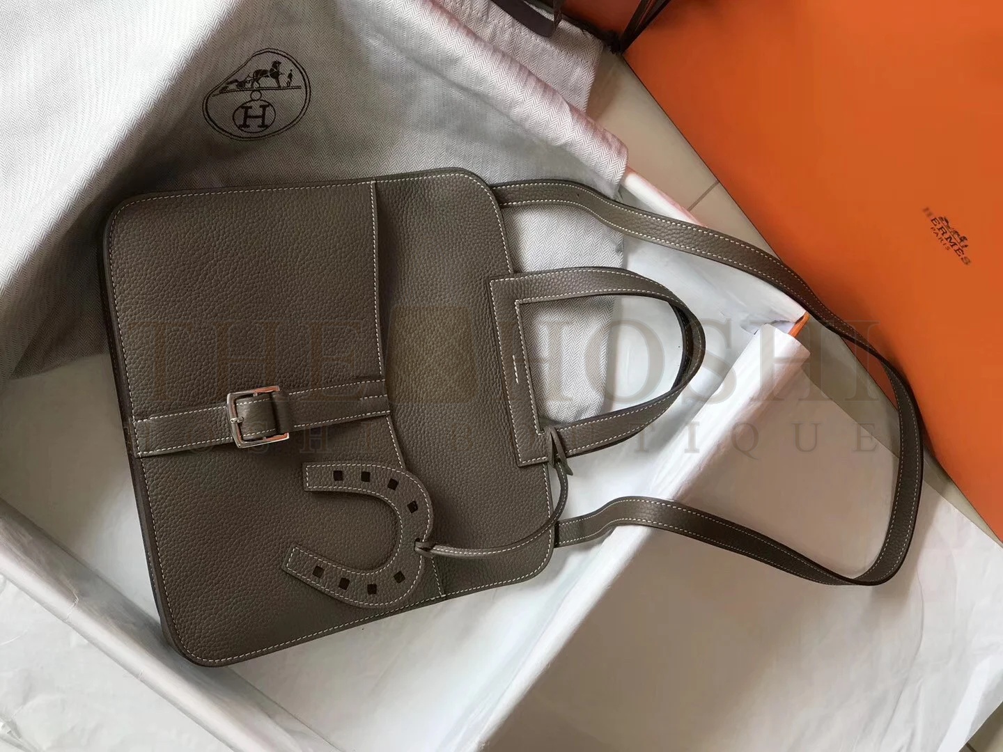 H**me5 Halzan 31cm Bag In Taupe Clemence Leather Master Quality