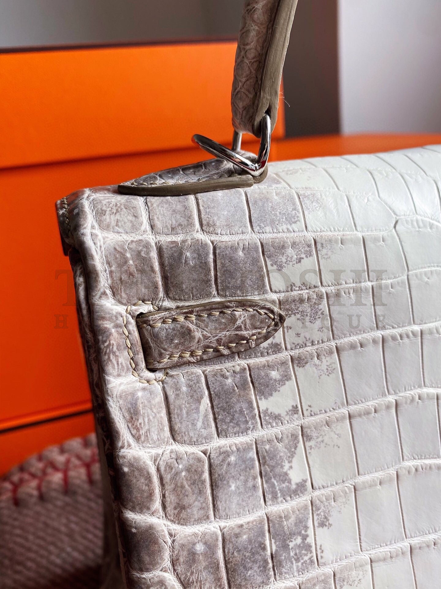 H**me5 Kelly Retourne 25 Handmade Bag In Himalaya Crocodile Niloticus Skin Master Quality