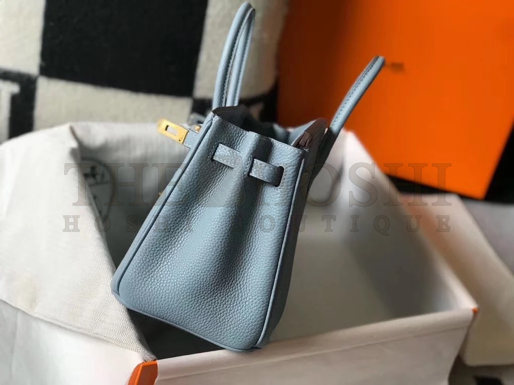 H**me5 Birkin 25 Bag In Blue Lin Clemence Leather with GHW Master Quality