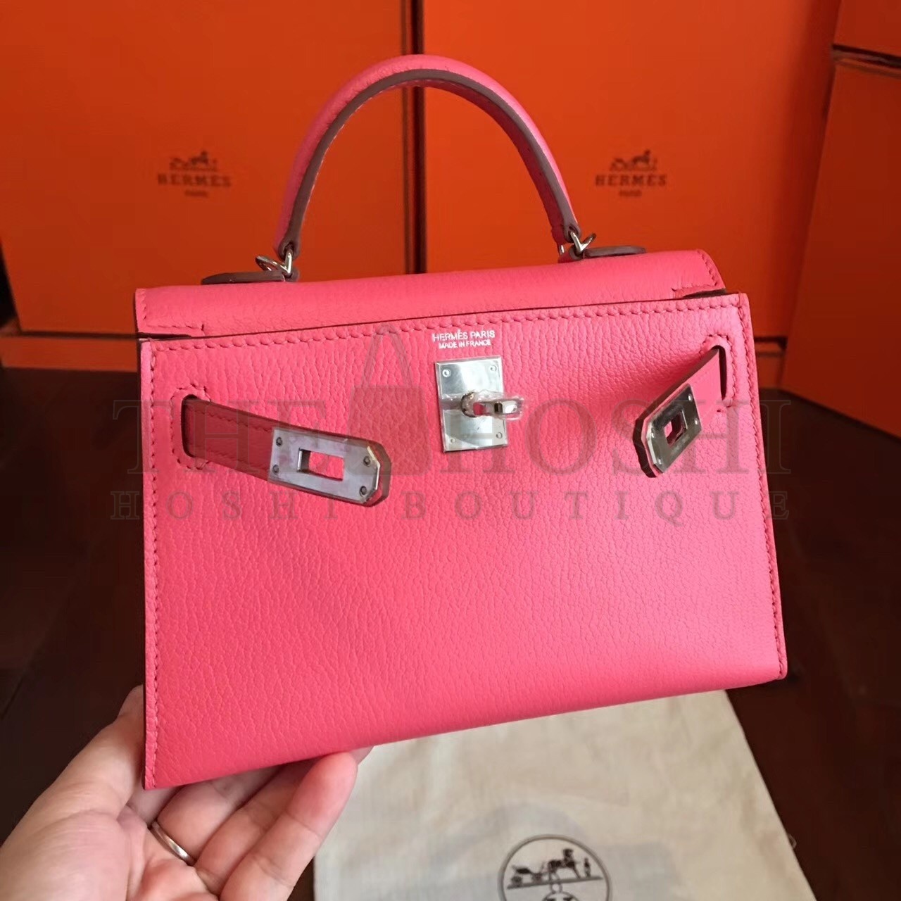 H**me5 Rose Lipstick Chevre Kelly Mini II Handmade Bag Master Quality