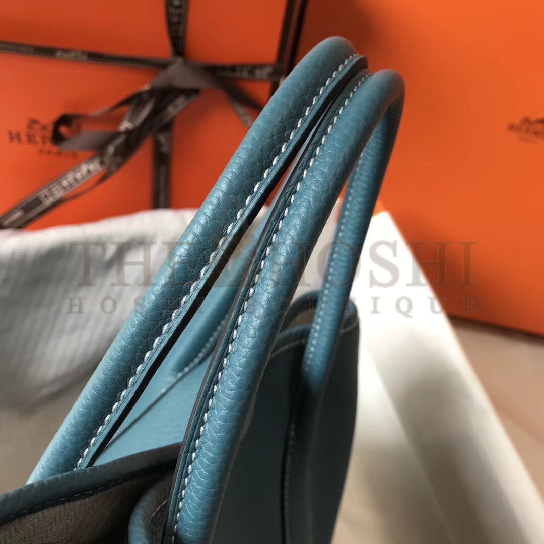 H**me5 Garden Party 30 Bag In Blue Jean Clemence Leather Master Quality