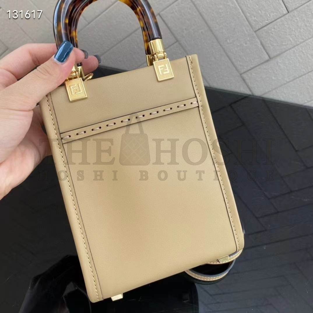 F**di Women Mini Sunshine Shopper Pale Pink Leather Mini Bag Master Quality
