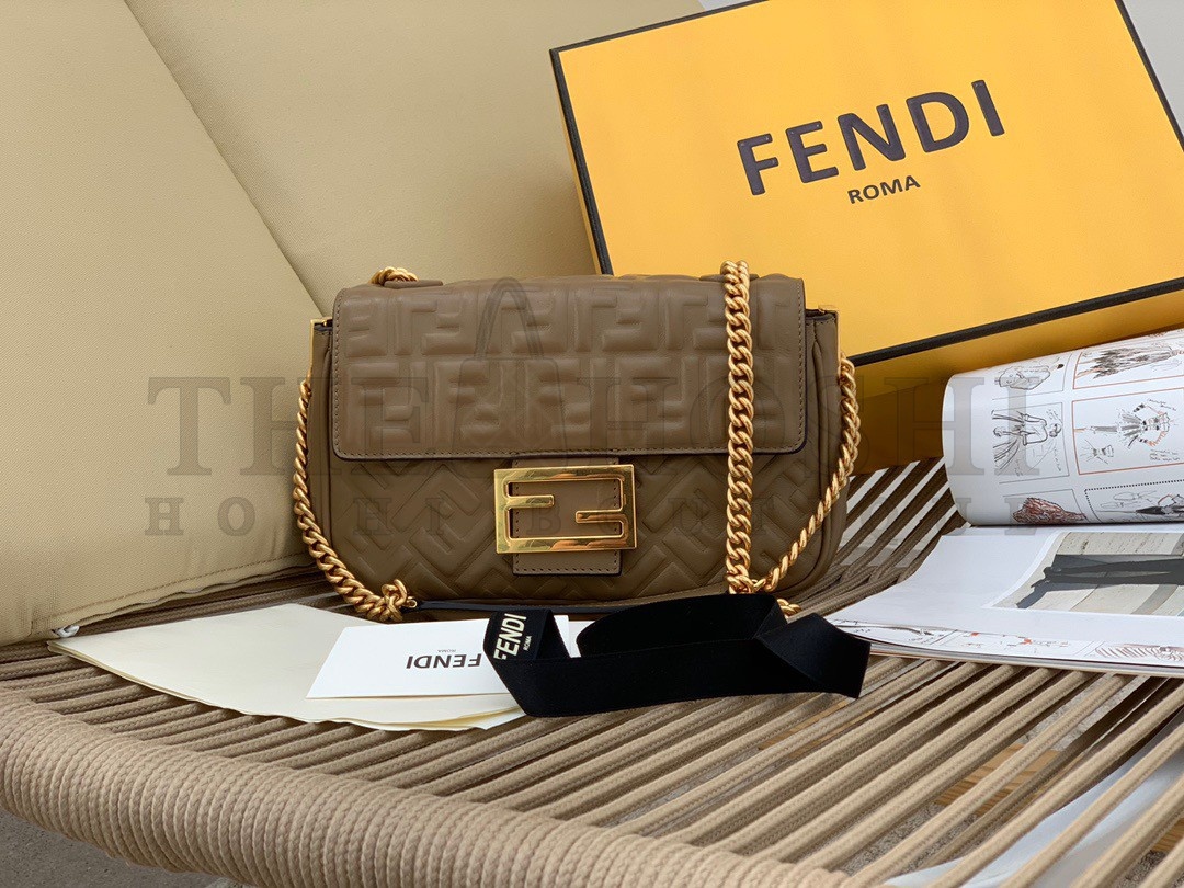 F**di Baguette Chain Midi Bag In Taupe Nappa Leather Master Quality