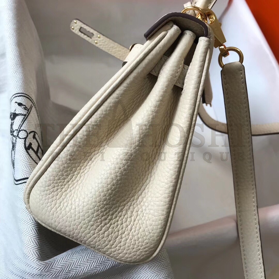 H**me5 Mini Kelly 20cm Bag In Craie Clemence Leather Master Quality