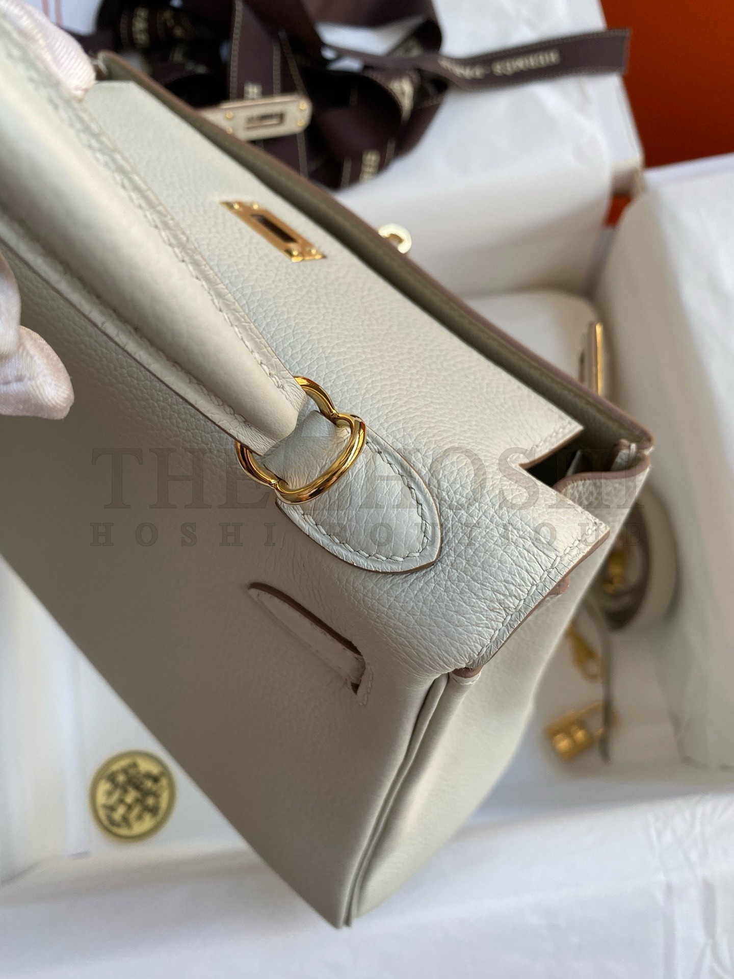 H**me5 Kelly Retourne 25 Handmade Bag In Beton Clemence Leather Master Quality