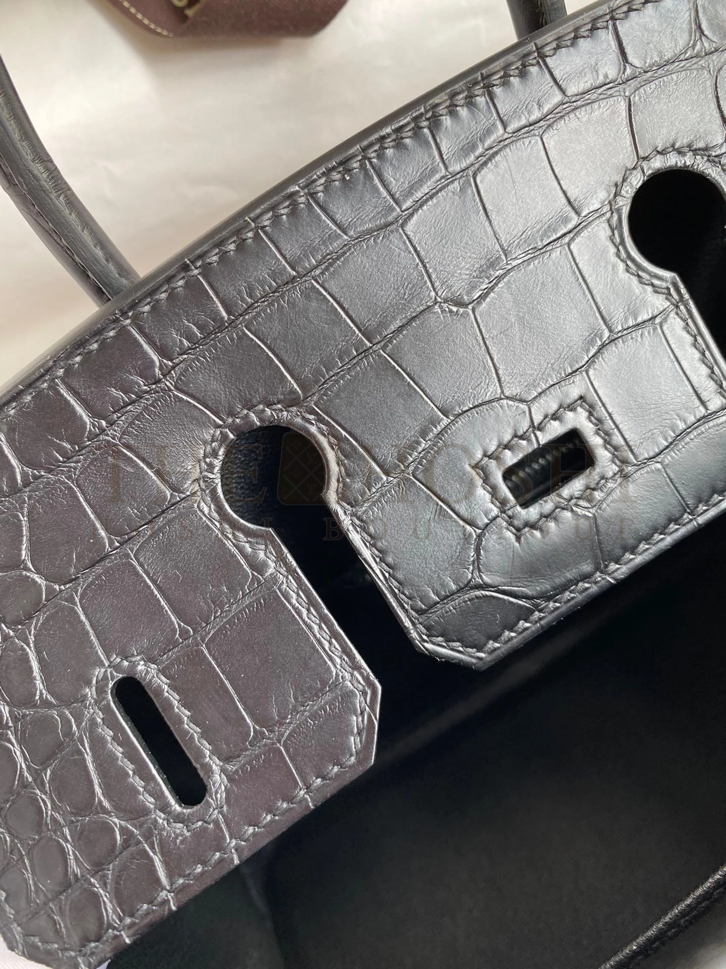 H**me5 Birkin 25 Retourne Handmade Bag In Black Matte Alligator Leather Master Quality