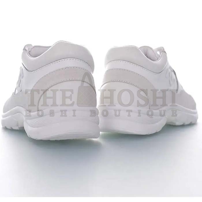 Ch**el Women CC Low Top Sneakers Calfskin Suede Triple White Master Quality