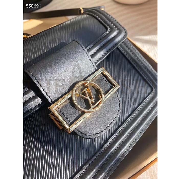 L0vis Vvtt0n LV Women Mini Dauphine Handbag Black Epi Grained Cowhide Leather Microfiber Lining Master Quality
