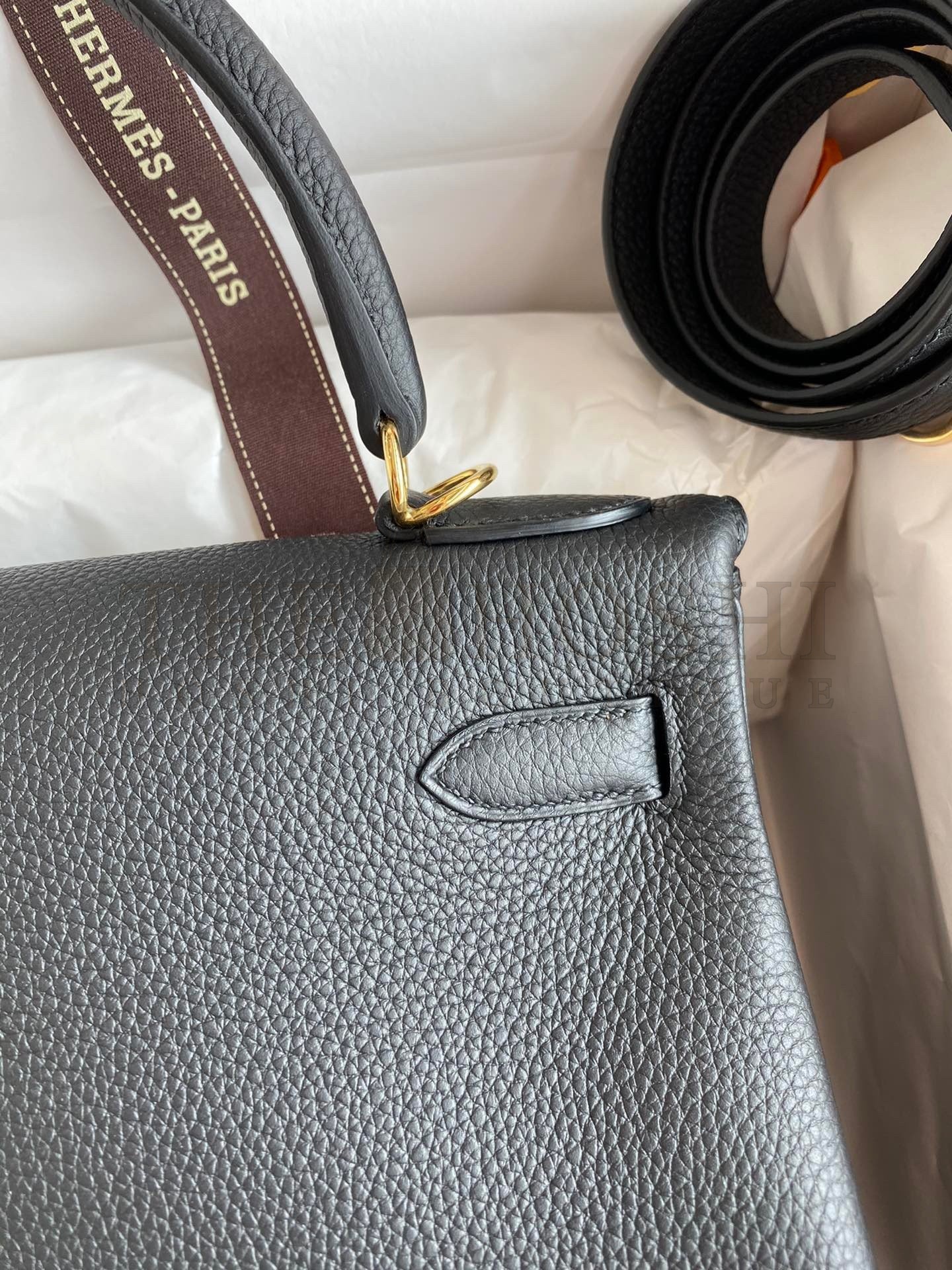 H**me5 Kelly Retourne 28 Handmade Bag In Black Clemence Leather Master Quality