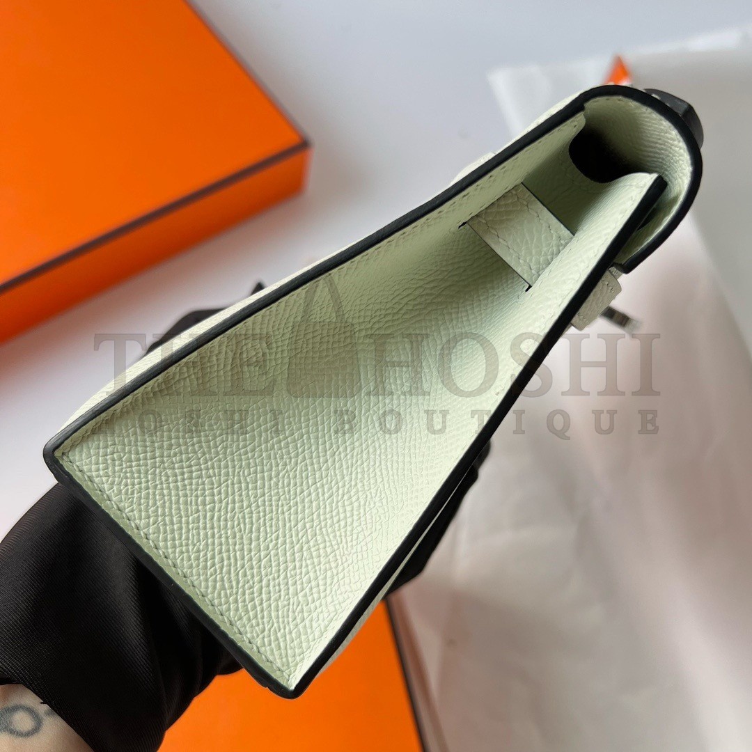 H**me5 Kelly Pochette Handmade Bag In Vert Fizz Epsom Calfskin Master Quality
