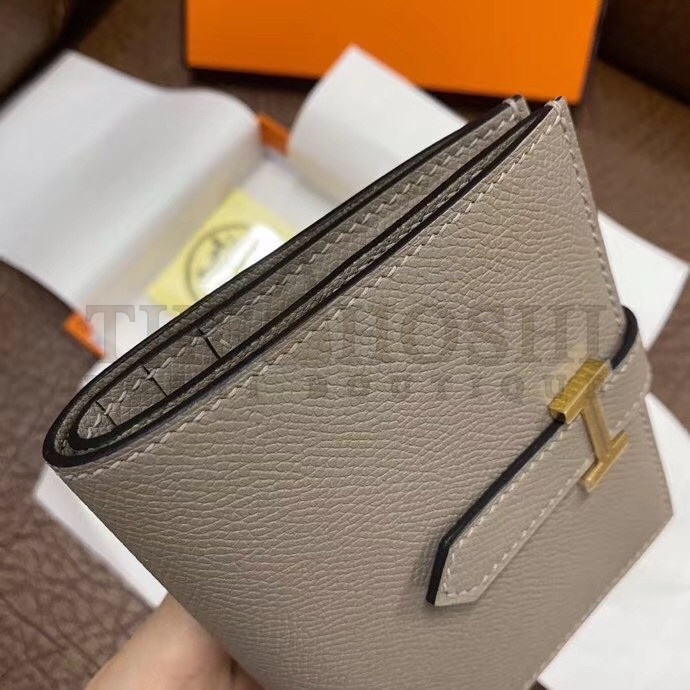 H**me5 Bearn Compact Wallet In Gris Asphalt Epsom Leather Master Quality