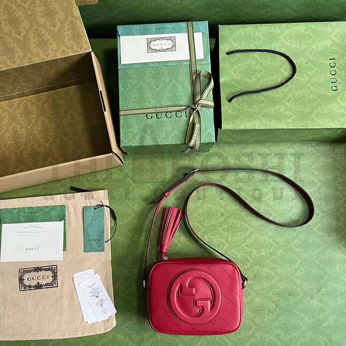 Gvc*1 Women GG Blondie Small Shoulder Bag Red Leather Round Interlocking G Master Quality