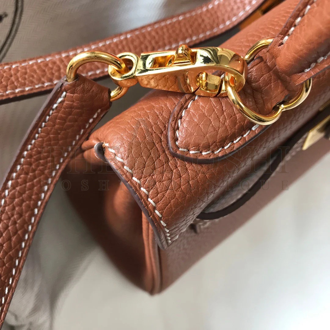 H**me5 Kelly 20cm Bag In Gold Clemence Leather GHW Master Quality